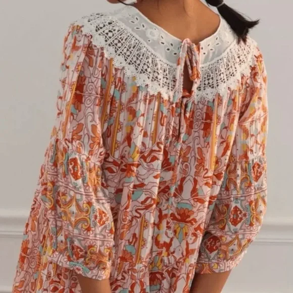 Anthropologie • Florence Floral gauze and
Lace Lounge Dress size XS - Picture 2 of 8